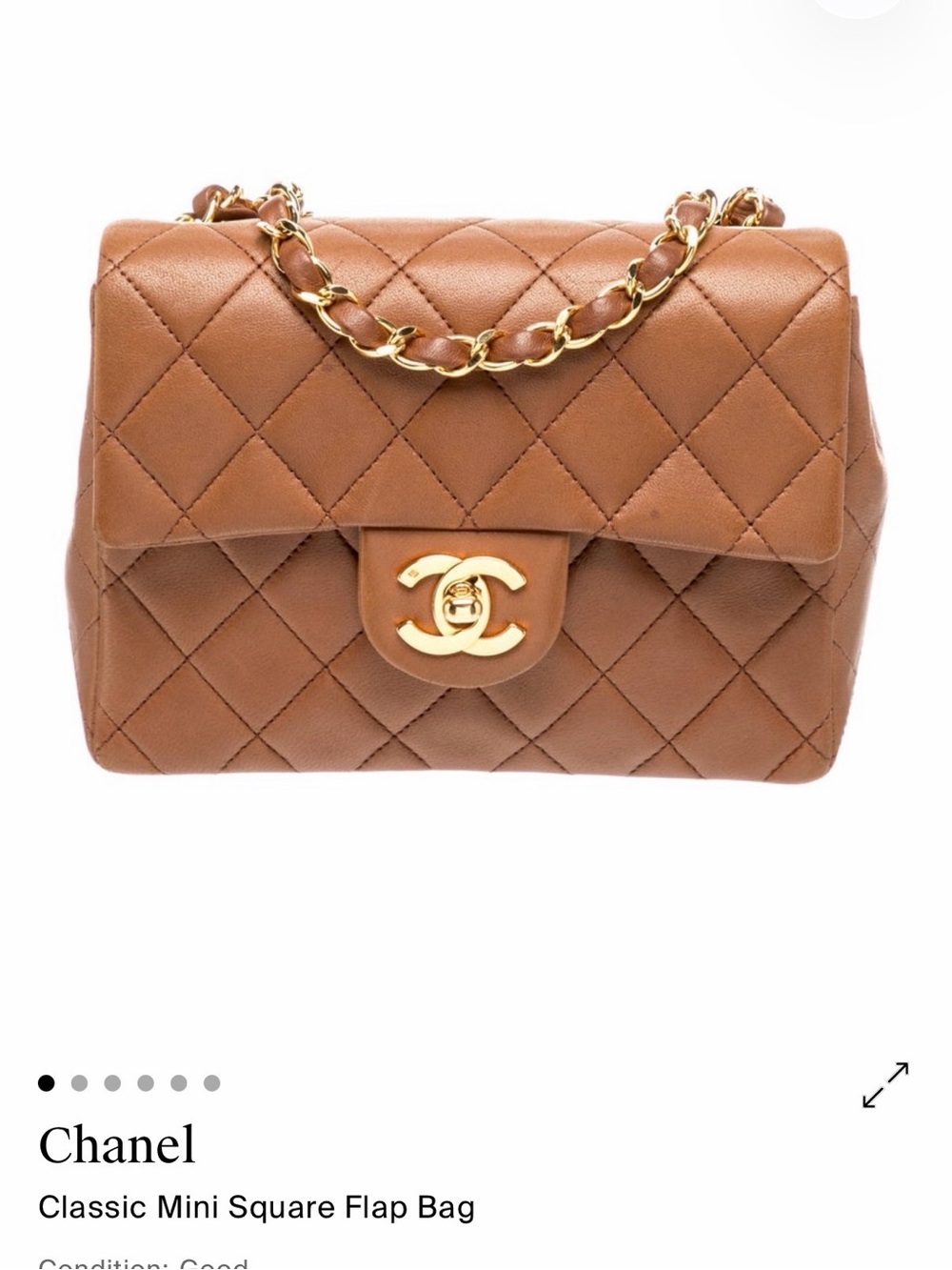 CHANEL Quilted Mini Square Flap Bag in Tan with Gold Hardware